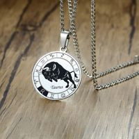 Simple Style Streetwear Round Constellation 302 Stainless Steel Carving Unisex Pendant Necklace main image 2