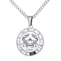 Simple Style Streetwear Round Constellation 302 Stainless Steel Carving Unisex Pendant Necklace sku image 2