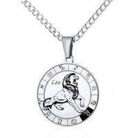 Simple Style Streetwear Round Constellation 302 Stainless Steel Carving Unisex Pendant Necklace sku image 3
