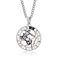 Simple Style Streetwear Round Constellation 302 Stainless Steel Carving Unisex Pendant Necklace sku image 7