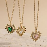 Elegant Heart Shape Copper 14k Gold Plated Zircon Necklace In Bulk main image 9