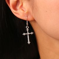 1 Pair Elegant Cross Inlay Zinc Alloy Artificial Gemstones Drop Earrings sku image 1