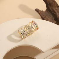 Elegant Geometric Copper 14k Gold Plated Zircon Open Ring In Bulk main image 7