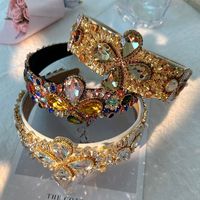 Baroque Style Flower Cloth Handmade Diamond Hair Band main image 1