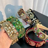 Baroque Style Flower Cloth Handmade Artificial Gemstones Hair Band main image 1