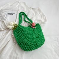 Frau Klein Alle Jahreszeiten Stricken Einfarbig Basic Eimer Offen Schultertasche Gehäkelte Tasche sku image 4