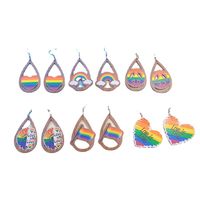 Wholesale Jewelry 1 Pair Sweet Letter Rainbow Heart Shape Wood Drop Earrings main image 2