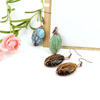 1 Pair Ethnic Style Tree Oval Alloy Natural Stone Handmade Drop Earrings main image 5