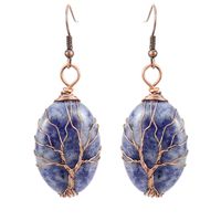 1 Pair Ethnic Style Tree Oval Alloy Natural Stone Handmade Drop Earrings sku image 2