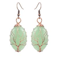 1 Pair Ethnic Style Tree Oval Alloy Natural Stone Handmade Drop Earrings sku image 5