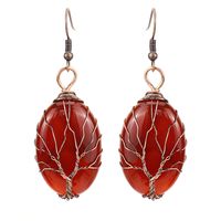 1 Pair Ethnic Style Tree Oval Alloy Natural Stone Handmade Drop Earrings sku image 4