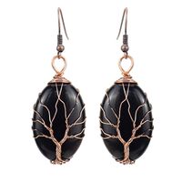 1 Pair Ethnic Style Tree Oval Alloy Natural Stone Handmade Drop Earrings sku image 8