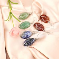 1 Pair Ethnic Style Tree Oval Alloy Natural Stone Handmade Drop Earrings main image 5