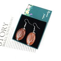 1 Pair Ethnic Style Tree Oval Alloy Natural Stone Handmade Drop Earrings main image 2