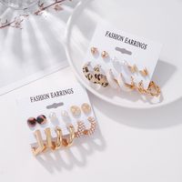 Wholesale Jewelry 6 Pairs Simple Style Geometric Alloy Artificial Pearls Rhinestones Earrings main image 4