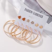 Wholesale Jewelry 6 Pairs Simple Style Geometric Alloy Artificial Pearls Rhinestones Earrings main image 3