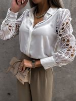 Women's Blouse Long Sleeve Blouses Hollow Out Elegant Solid Color main image 4