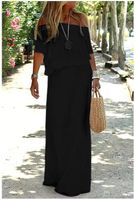 Women's Regular Dress Casual Boat Neck Short Sleeve Solid Color Maxi Long Dress Daily main image 5