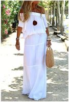 Women's Regular Dress Casual Boat Neck Short Sleeve Solid Color Maxi Long Dress Daily main image 4