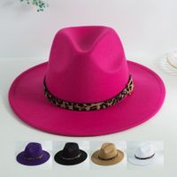 Fedora Hut Unisex Eleganter Britischer Stil Einfarbig Große Traufe Flache Traufe main image 2