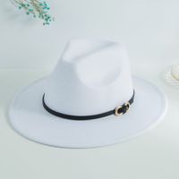 Unisex Casual Vintage Style Simple Style Solid Color Belt Buckle Big Eaves Flat Eaves Fedora Hat main image 2