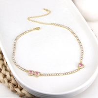 Elegant Simple Style Heart Shape Copper Gold Plated Zircon Necklace In Bulk sku image 4