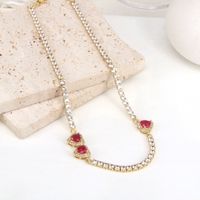 Elegant Simple Style Heart Shape Copper Gold Plated Zircon Necklace In Bulk main image 5