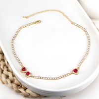 Elegant Simple Style Heart Shape Copper Gold Plated Zircon Necklace In Bulk main image 8