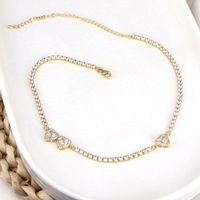 Elegant Simple Style Heart Shape Copper Gold Plated Zircon Necklace In Bulk sku image 3