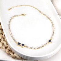 Elegant Simple Style Heart Shape Copper Gold Plated Zircon Necklace In Bulk main image 9