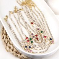 Elegant Simple Style Heart Shape Copper Gold Plated Zircon Necklace In Bulk main image 1