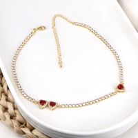 Elegant Simple Style Heart Shape Copper Gold Plated Zircon Necklace In Bulk sku image 5