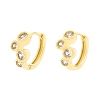 1 Pair Elegant Shiny Round Square Trapezoid Copper Plating Inlay Zircon Gold Plated Hoop Earrings main image 4