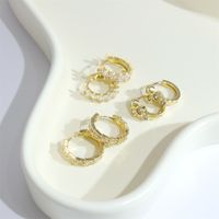 1 Pair Elegant Shiny Round Square Trapezoid Copper Plating Inlay Zircon Gold Plated Hoop Earrings main image 7