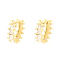 1 Paire Élégant Brillant Rond Carré Trapèze Le Cuivre Placage Incruster Zircon Plaqué Or Boucles D'oreilles Cerceau main image 9