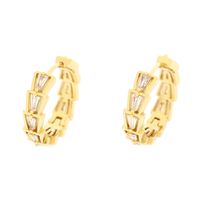 1 Pair Elegant Shiny Round Square Trapezoid Copper Plating Inlay Zircon Gold Plated Hoop Earrings main image 2