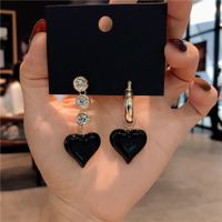 1 Pair Vintage Style Heart Shape Copper Plating Inlay Zircon 24k Gold Plated Drop Earrings main image 1