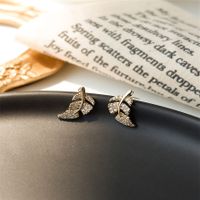 1 Pair Simple Style Leaf Plating Inlay Copper Zircon 24k Gold Plated Ear Studs main image 1
