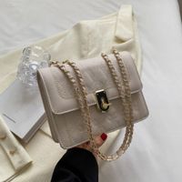 Women's Pu Leather Solid Color Lingge Streetwear Square Lock Clasp Shoulder Bag Crossbody Bag sku image 1