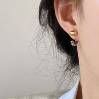 1 Pair Elegant Oval Copper Plating 24k Gold Plated Ear Studs main image 1