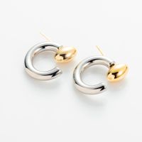 1 Pair Elegant Oval Copper Plating 24k Gold Plated Ear Studs sku image 1