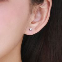 1 Pair Simple Style Round Sterling Silver Plating Inlay Moissanite 14k Gold Plated Rhodium Plated Ear Studs main image 6