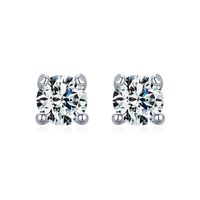 1 Pair Simple Style Round Sterling Silver Plating Inlay Moissanite 14k Gold Plated Rhodium Plated Ear Studs sku image 1