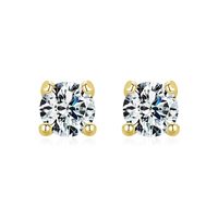 1 Pair Simple Style Round Sterling Silver Plating Inlay Moissanite 14k Gold Plated Rhodium Plated Ear Studs sku image 2