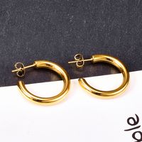 Heart Plating 304 Stainless Steel Titanium Steel No Inlaid 18K Gold Plated Earrings sku image 4