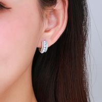 1 Pair Ins Style Semicircle Sterling Silver Plating Inlay Artificial Pearls Zircon Rhodium Plated Ear Studs main image 4