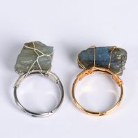 Exaggerated Geometric Alloy Gem Natural Stone Unisex Open Ring 1 Piece sku image 18