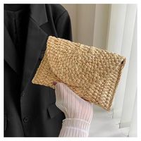 Women's Solid Color Straw Weave Magnetic Buckle Wallets main image 5