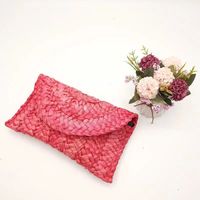Women's Solid Color Straw Weave Magnetic Buckle Wallets sku image 2