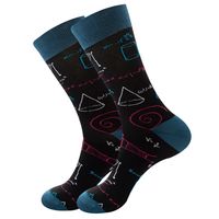 Unisex Retro Geometric Letter Astronaut Cotton Crew Socks A Pair sku image 15
